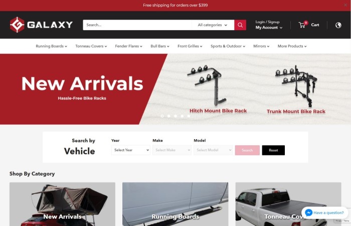 Image of GalxyAuto Shopify Website